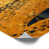 沿岸ヴィンテージ金ゴールドブルーブラックタコ水彩 ポスター (角)