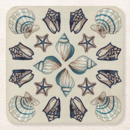 沿岸万華鏡のように千変万化するパターンI スクエアペーパーコースター (正面)