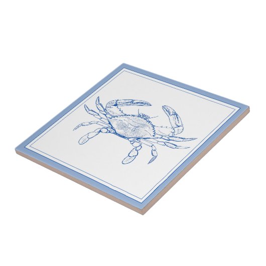 沿岸名門私立校風のの青と白のカニ タイル (側面)