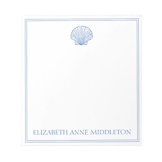 沿岸名門私立校風のの青と白のパーソナライズされた殻 ノートパッド (正面)