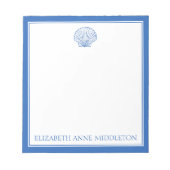 沿岸名門私立校風のの青と白のパーソナライズされた殻 ノートパッド (正面)