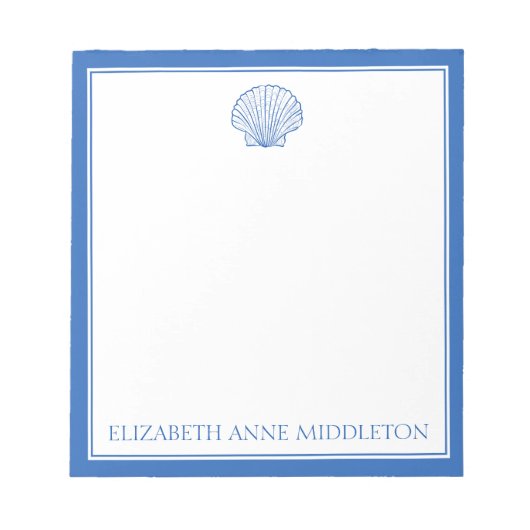 沿岸名門私立校風のの青と白のパーソナライズされた殻 ノートパッド (正面)