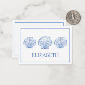 沿岸名門私立校風のの青と白のパーソナライズされた貝殻 ノートカード (正面/裏面インサイチュ)