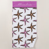 沿岸名門私立校風のピンク砂ヒトデビーチタオル ビーチタオル (正面)