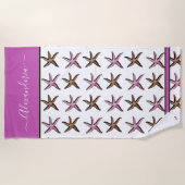 沿岸名門私立校風のピンク砂ヒトデ ビーチタオル (正面)