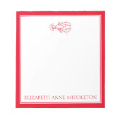 沿岸名門私立校風の赤と白ロブスターパーソナライズされた ノートパッド (正面)