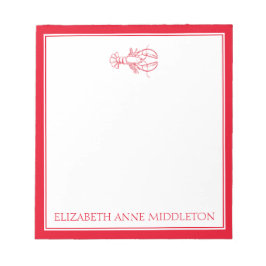 沿岸名門私立校風の赤と白ロブスターパーソナライズされた ノートパッド