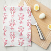 沿岸名門私立校風の赤と白ロブスター キッチンタオル (四つ折り)