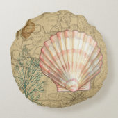 沿岸地図のコラージュ ラウンドクッション (裏面)