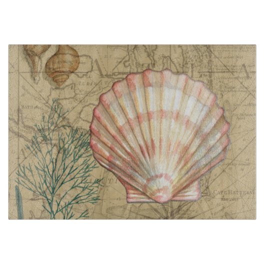 沿岸地図コラージュ カッティングボード (正面)