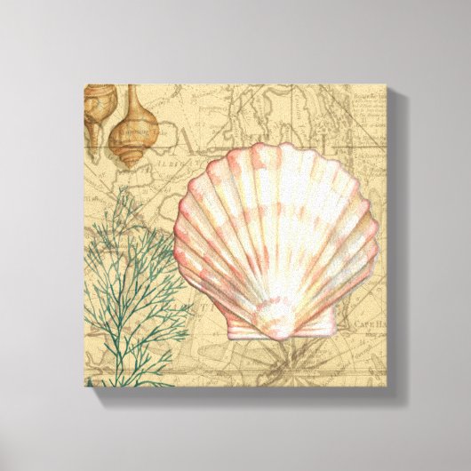 沿岸地図コラージュ キャンバスプリント (正面)