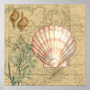 沿岸地図コラージュ ポスター