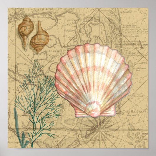 沿岸地図コラージュ ポスター (正面)