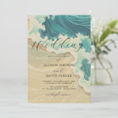 沿岸夏の海ビーチ水の色結婚の 招待状 (スタンド正面)