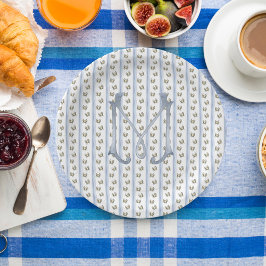 沿岸大千年カニストライプズモノグラム ペーパープレート