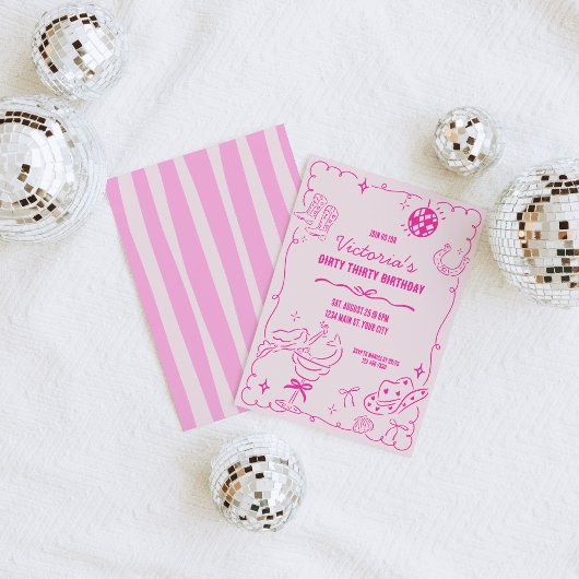 沿岸女性のカーボーイお洒落誕生日 招待状