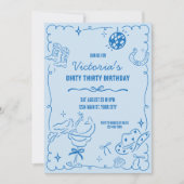 沿岸女性のカーボーイお洒落誕生日 招待状 (正面)