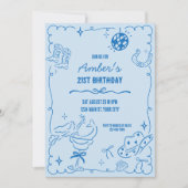 沿岸女性のカーボーイお洒落誕生日 招待状 (正面)