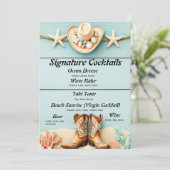 沿岸女性のカーボーイをテーマにしたバーメニュー サンキューカード (スタンド正面)