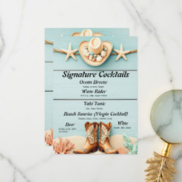 沿岸女性のカーボーイをテーマにしたバーメニュー サンキューカード