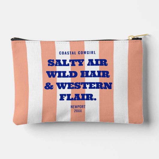 沿岸女性のカーボーイウェスタンしゃれているピンクカバナストライプ アクセサリーポーチ (裏面)