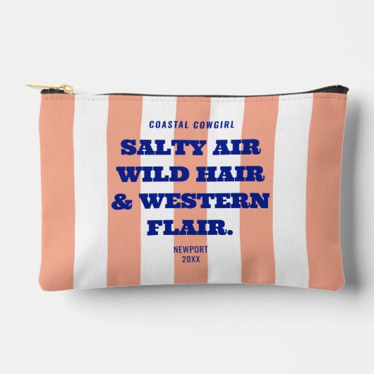 沿岸女性のカーボーイウェスタンしゃれているピンクカバナストライプ アクセサリーポーチ (正面)