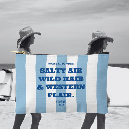 沿岸女性のカーボーイウェスタンしゃれているブルーカバナストライプ アクセサリーポーチ