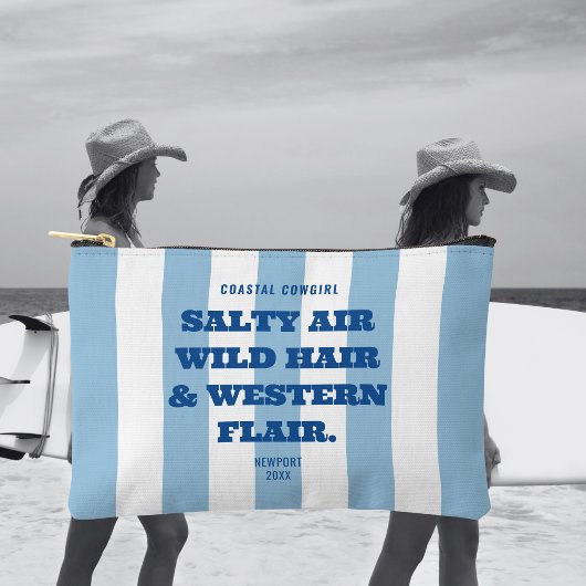 沿岸女性のカーボーイウェスタンしゃれているブルーカバナストライプ アクセサリーポーチ