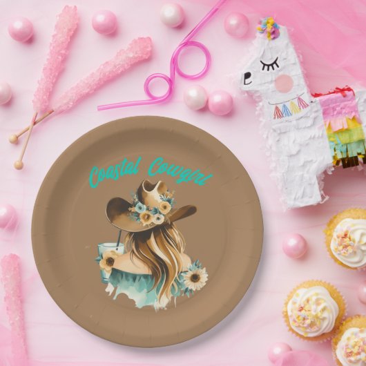 沿岸女性のカーボーイウェスタン9"パーティー ペーパープレート (パーティー)