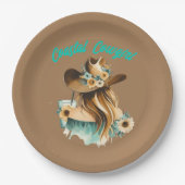 沿岸女性のカーボーイウェスタン9"パーティー ペーパープレート (正面)