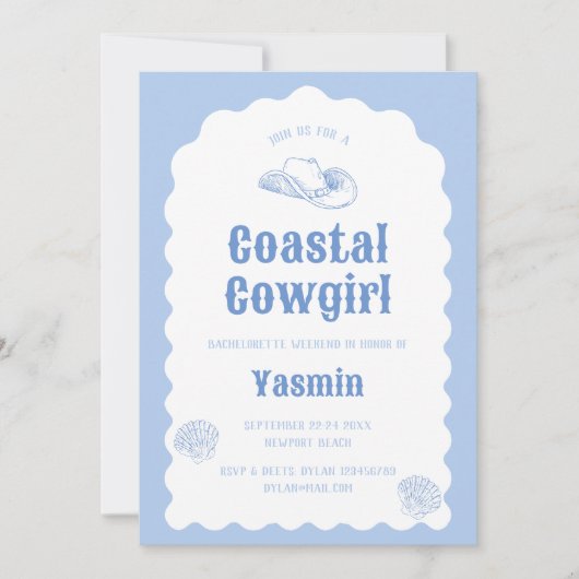 沿岸女性のカーボーイウェー航海のブバチェロレッテ週末 招待状 (正面)