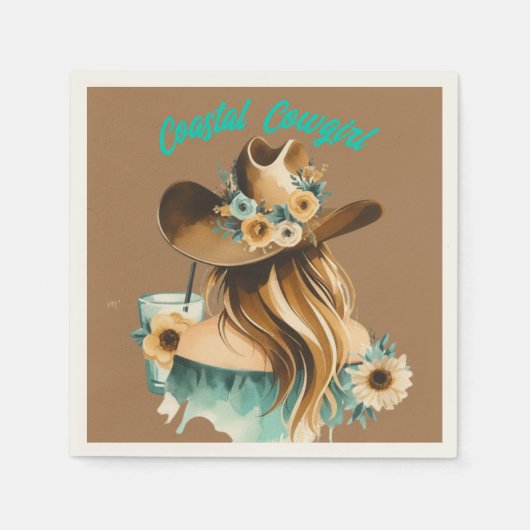 沿岸女性のカーボーイウエスタンパーティー スタンダードカクテルナプキン (正面)
