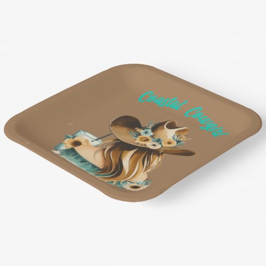 沿岸女性のカーボーイウエスタンパーティー ペーパープレート (傾斜あり)