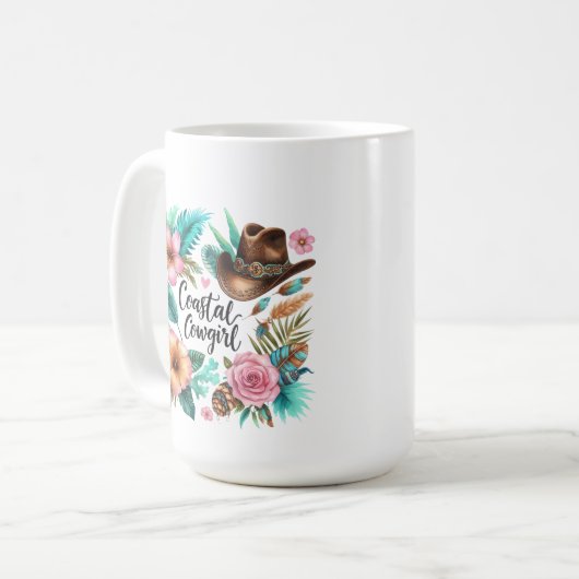 沿岸女性のカーボーイウエスタンマグ コーヒーマグカップ (正面左)