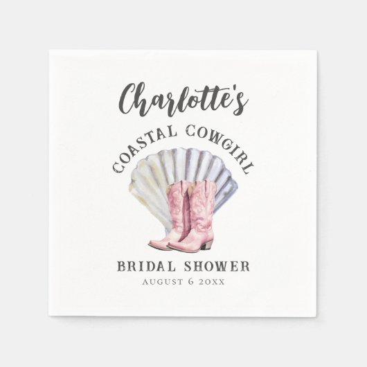 沿岸女性のカーボーイエレガントブライダルシャワー スタンダードカクテルナプキン (正面)