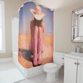 沿岸女性のカーボーイオンビーチ シャワーカーテン (インサイチュ)