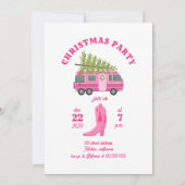 沿岸女性のカーボーイクリスマスパーティーRVキャンパーピンク 招待状 (正面)