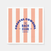 沿岸女性のカーボーイザバッハ倶楽部ピンクカバナストライプホテル スタンダードカクテルナプキン (正面)