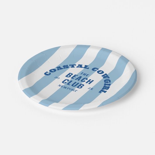 沿岸女性のカーボーイザビーチクラブデニムブルー ペーパープレート (アングル)