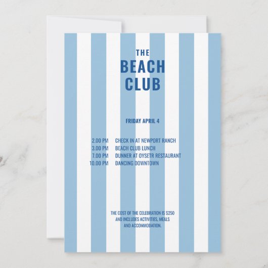 沿岸女性のカーボーイザビーチクラブ30th誕生日パーティー 招待状 (裏面)
