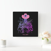 沿岸女性のカーボーイシルバーピンクモノグラムウォールクロック スクエア壁時計 (ホーム)