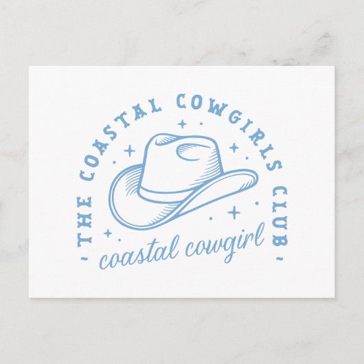 沿岸女性のカーボーイハット西海岸の青い美学 ポストカード (正面)