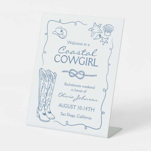 沿岸女性のカーボーイバチェロレッテ週末パーティー 台座サイン (正面)
