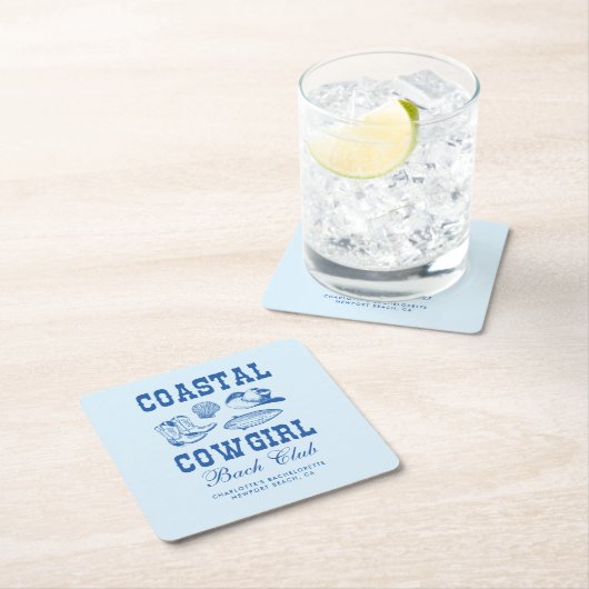 沿岸女性のカーボーイバチェロレッテ週末 スクエアペーパーコースター (インサイチュ)