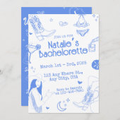 沿岸女性のカーボーイバチェロレッテ週末 招待状 (正面/裏面)
