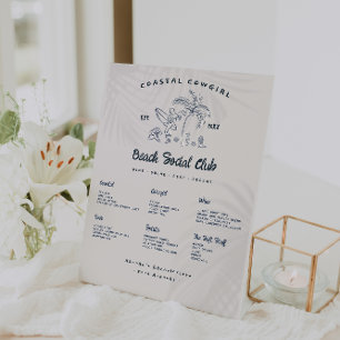 沿岸女性のカーボーイバチェロレッテ  バーメニュー 台座サイン