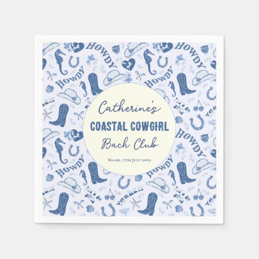 沿岸女性のカーボーイバッハおもしろいパターン スタンダードカクテルナプキン (正面)