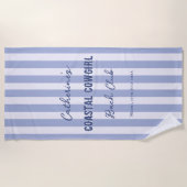 沿岸女性のカーボーイバッハBACHクラブブルーホワイトストライプズ ビーチタオル (正面)