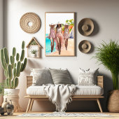 沿岸女性のカーボーイパスタルピンクトリオトロピカルアイランド ポスター