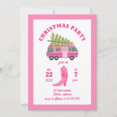 沿岸女性のカーボーイパーティーピンクRVキャンパー 招待状 (正面)